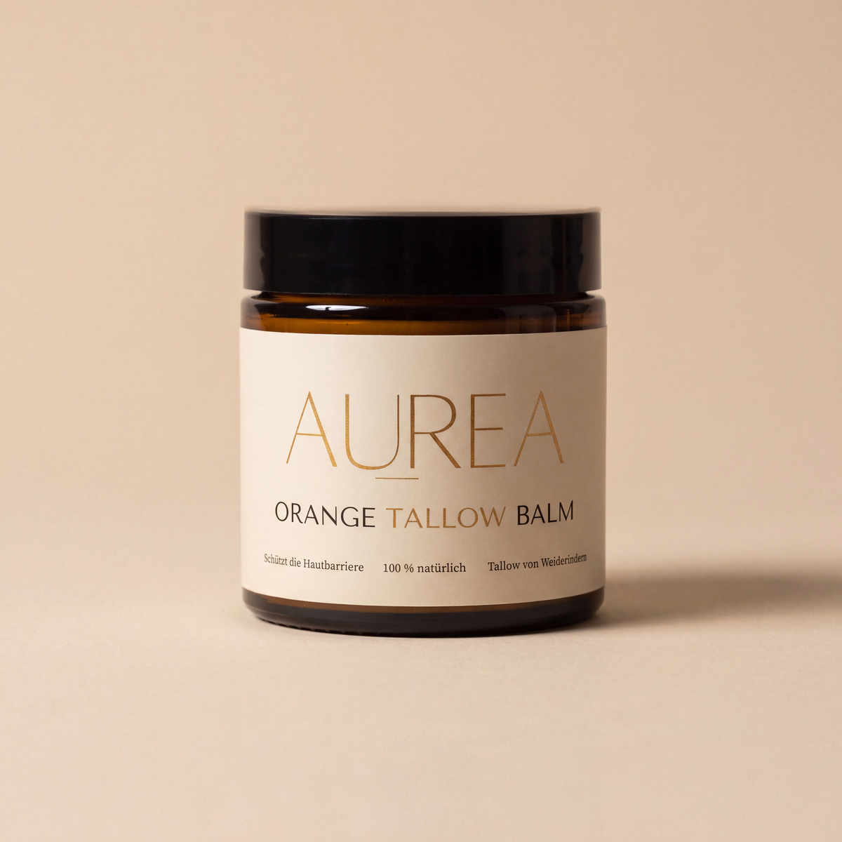 Aurea Orange Tallow Balm im Braunglas-Tiegel mit schwarzem Deckel